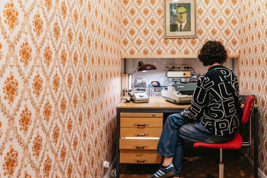 A reconstructed East German room inside the DDR Museum, a hands-on museum in Berlin, Germany