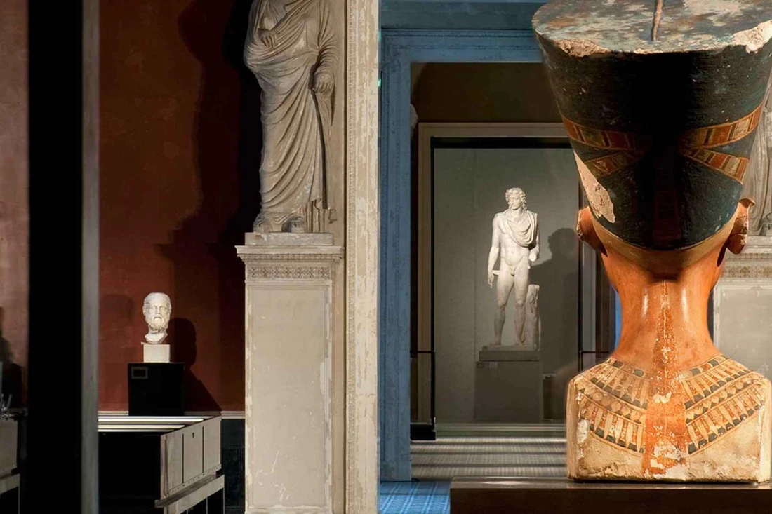 The bust of Nefertiti in the Neues Museum on Museum Island, the most famous of the museums in Berlin, Germany