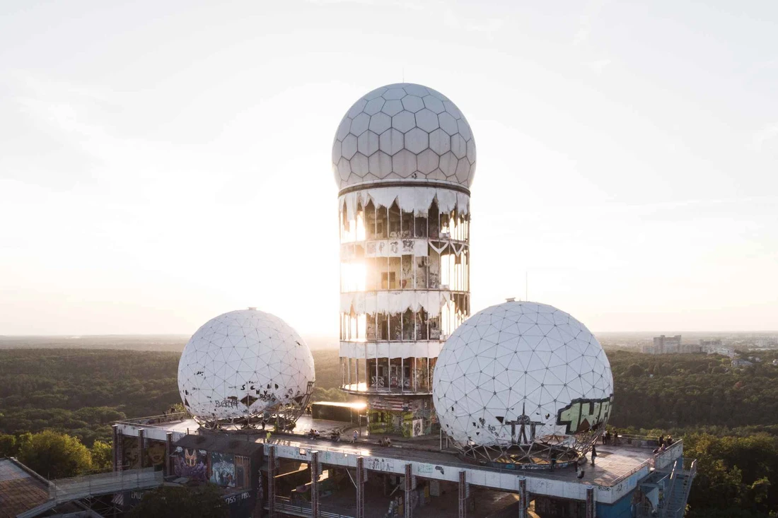 The radomes of the Teufelsberg listening station, a Cold War museum site in Berlin, Germany
